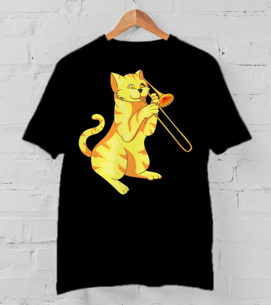 Cat Trombone Meow Music Collection T-Shirt