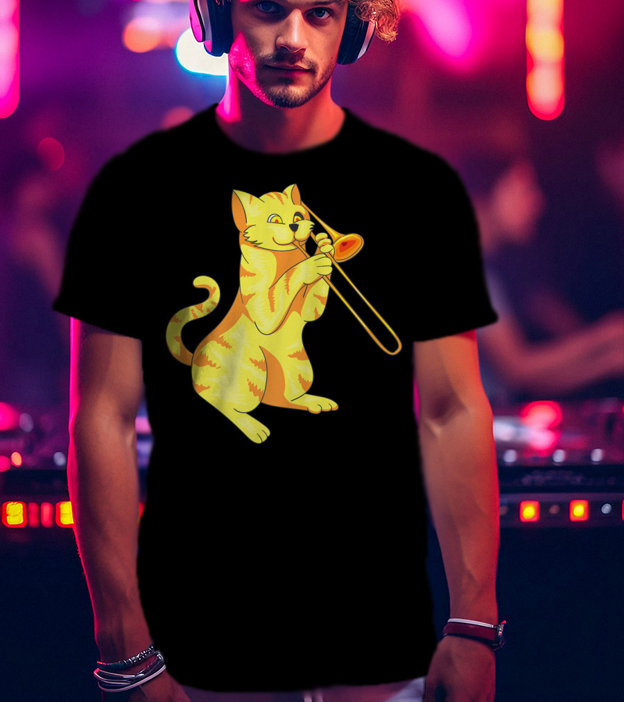 Cat Trombone Meow Music Collection T-Shirt