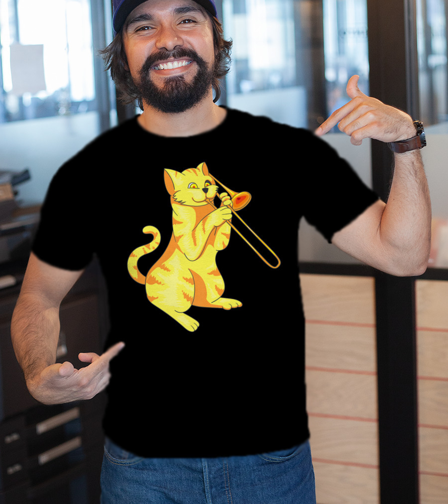 Cat Trombone Meow Music Collection T-Shirt