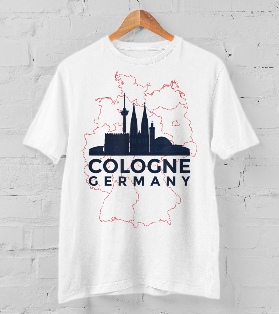 Cologne Germany Koln Skyline And Map Souvenir T-Shirt