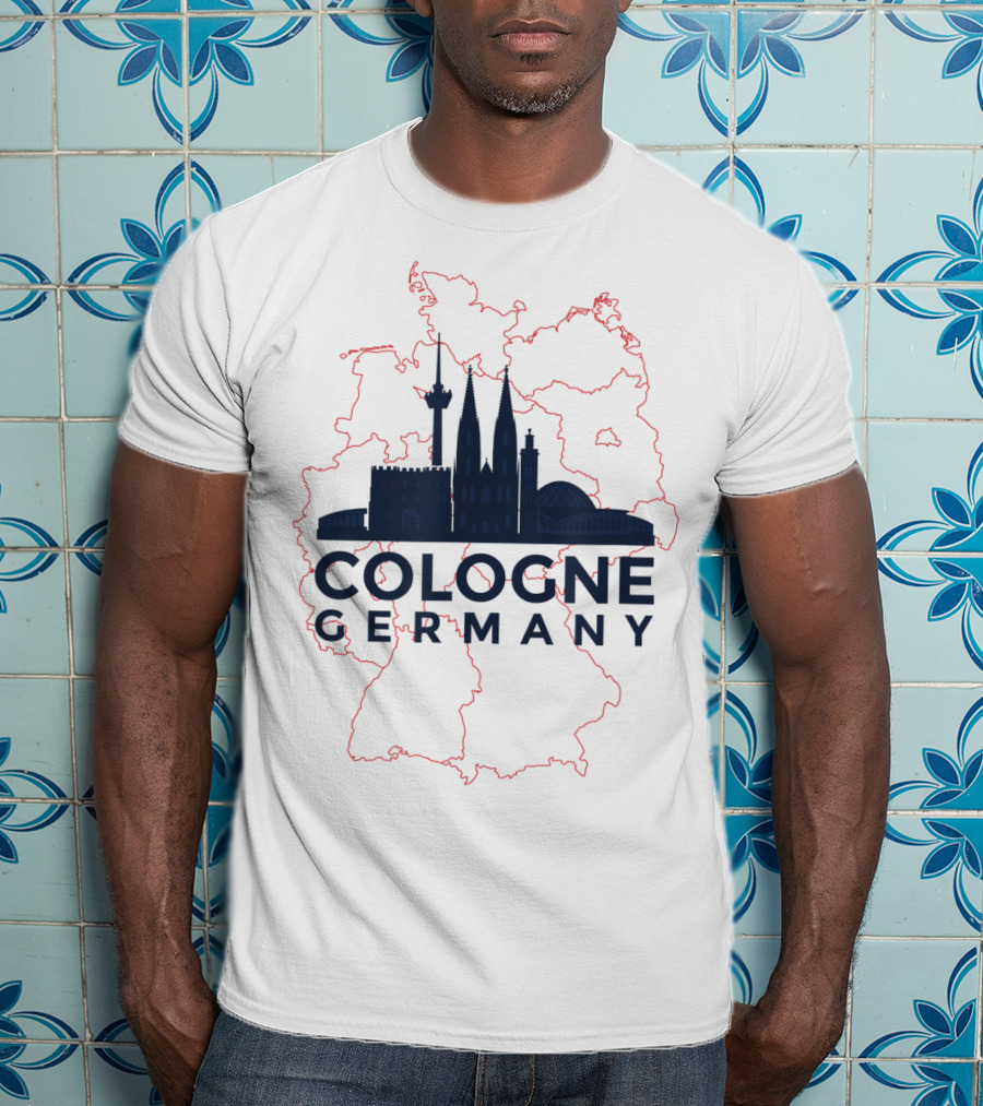 Cologne Germany Koln Skyline And Map Souvenir T-Shirt