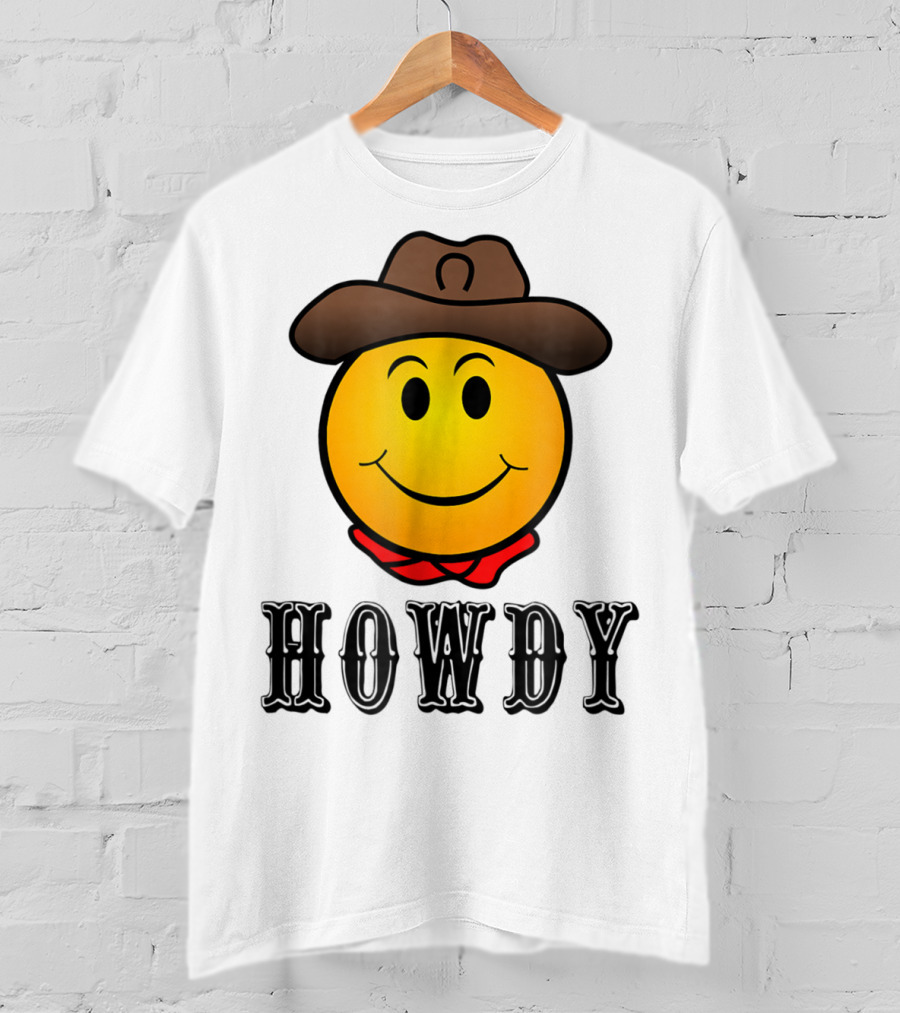 Howdy Cowboy Western Smiley Emoji Rodeo T-Shirt