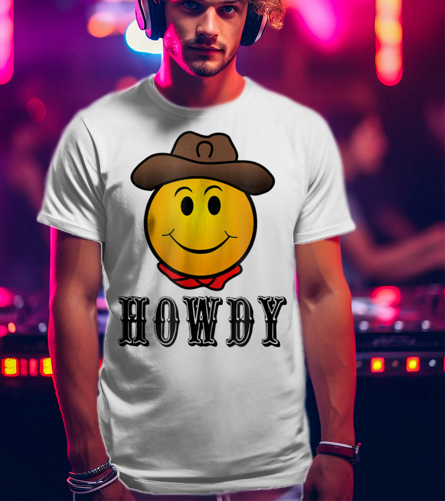 Howdy Cowboy Western Smiley Emoji Rodeo T-Shirt