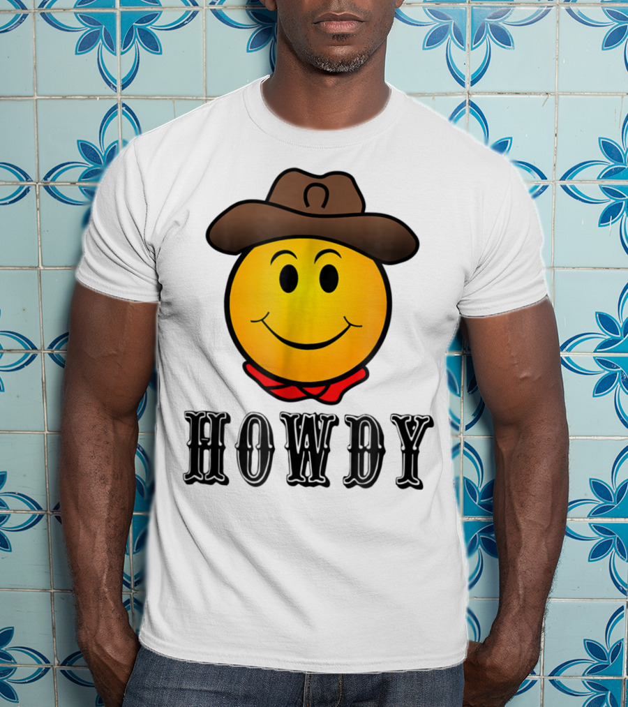 Howdy Cowboy Western Smiley Emoji Rodeo T-Shirt