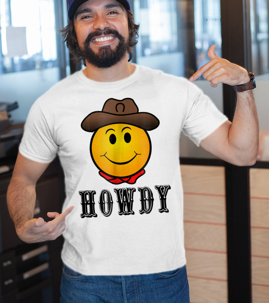 Howdy Cowboy Western Smiley Emoji Rodeo T-Shirt