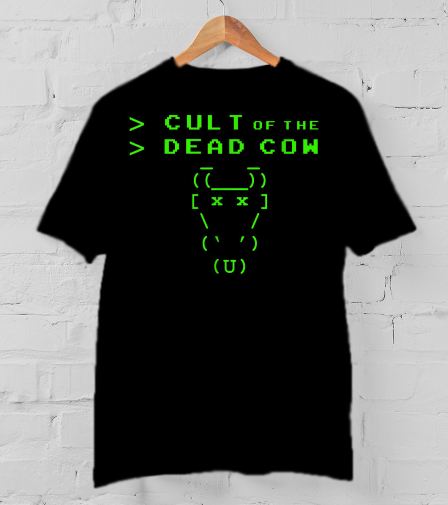 Cult Of The Dead Cow ASCII Art Green Text T-Shirt