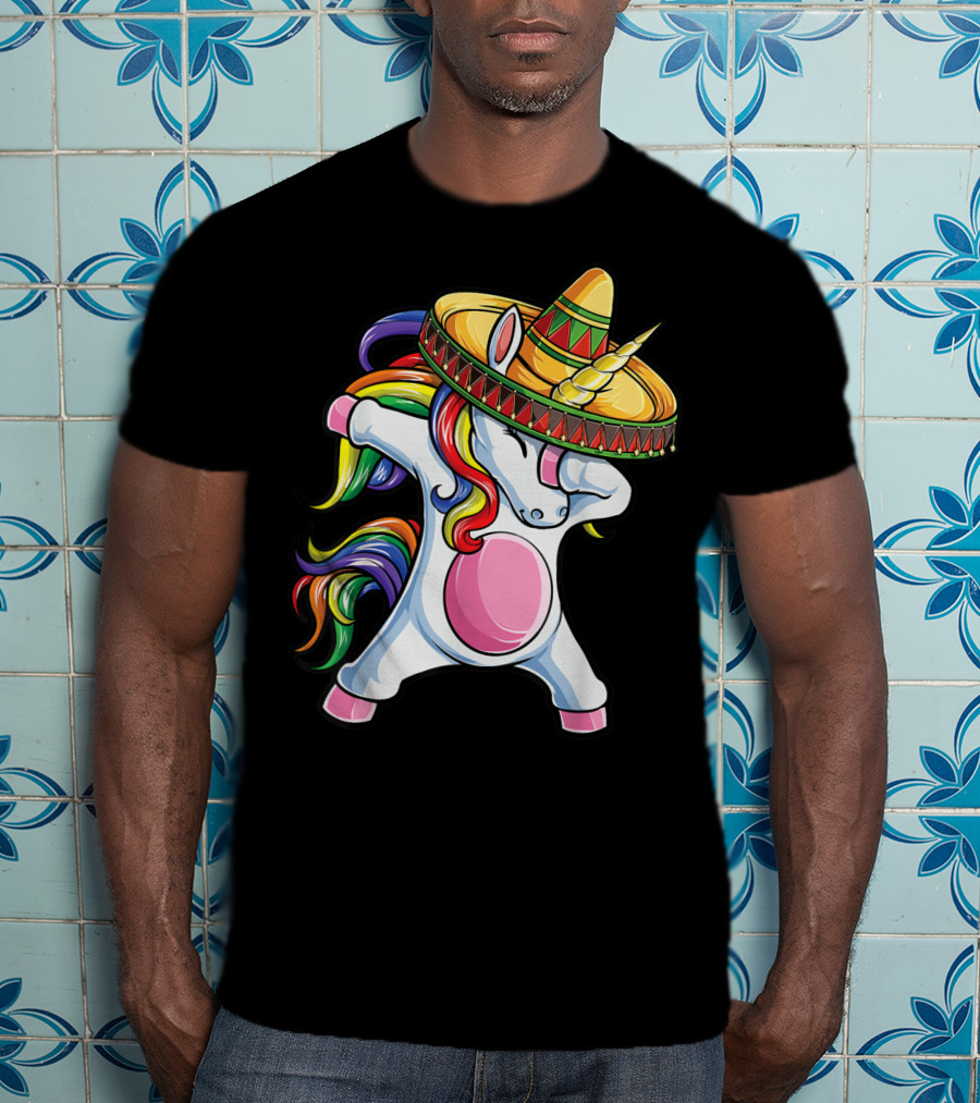 Dabbing Unicorn With Sombrero Cinco De Mayo T-Shirt