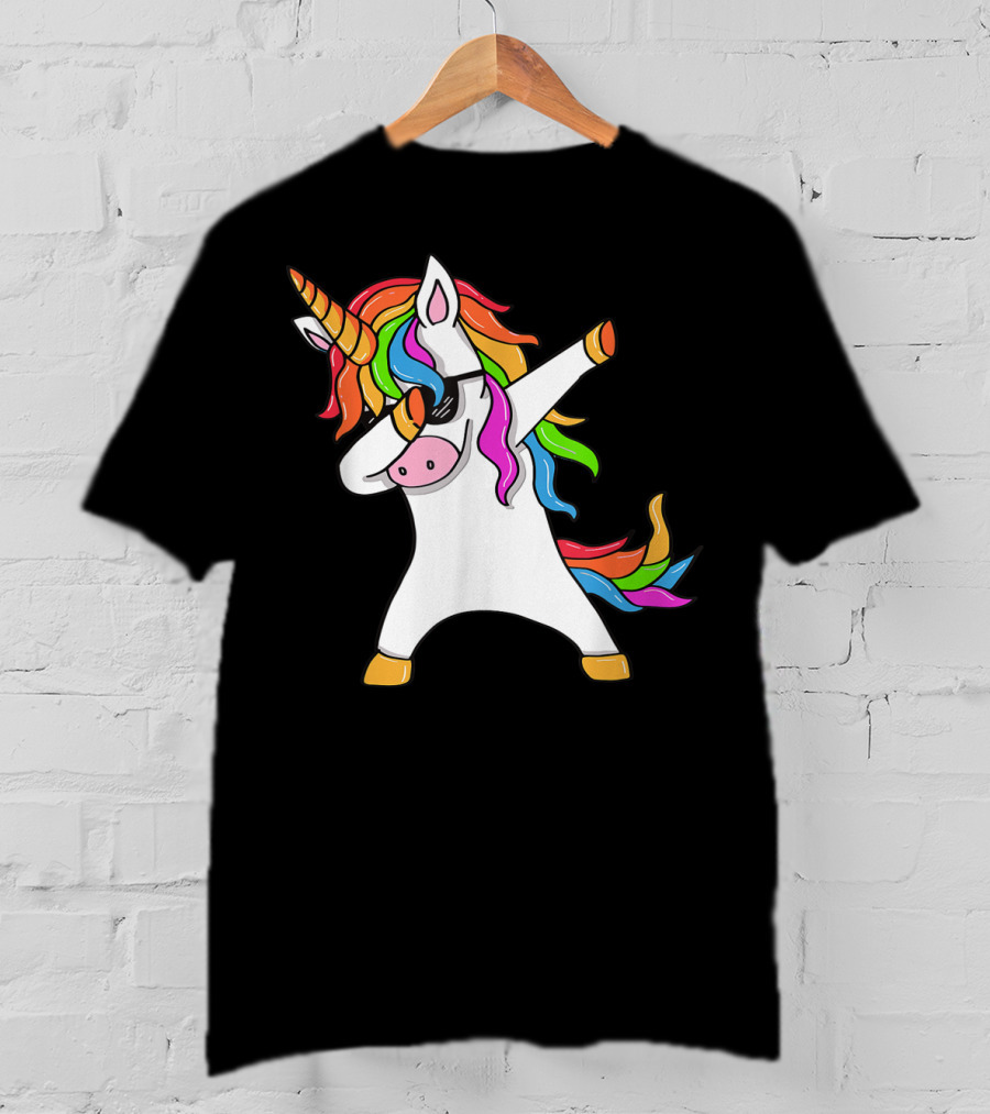 Dabbing Unicorn Rainbow Hair Dab Pose T-Shirt
