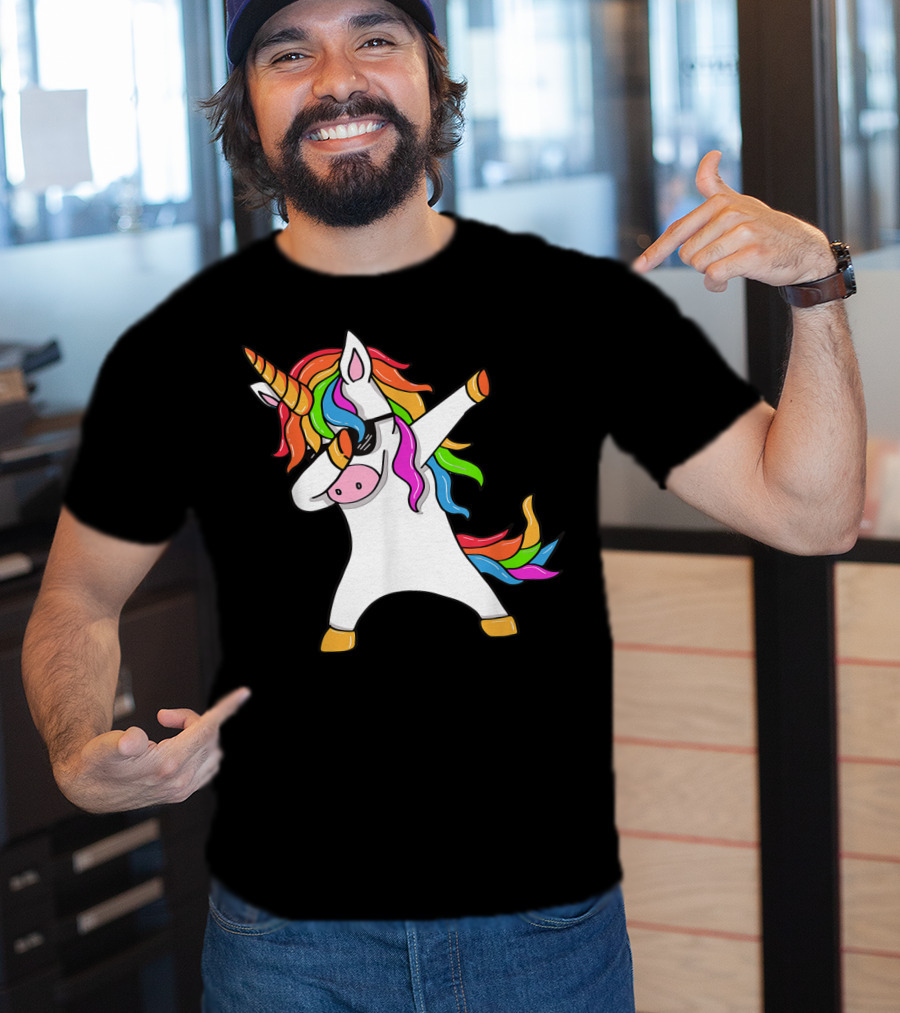 Dabbing Unicorn Rainbow Hair Dab Pose T-Shirt