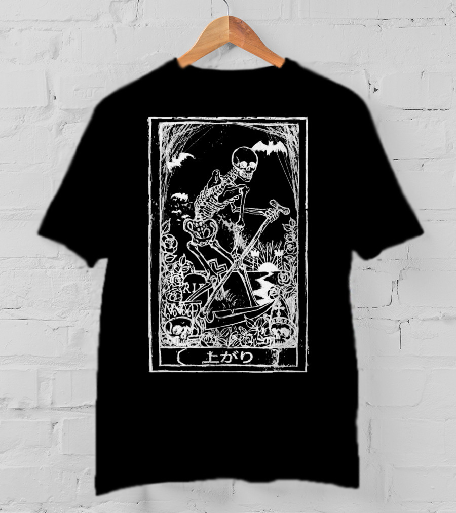 Death Tarot Skeleton Reaper Nu Goth Punk Japa Horror Bats Skulls T-Shirt