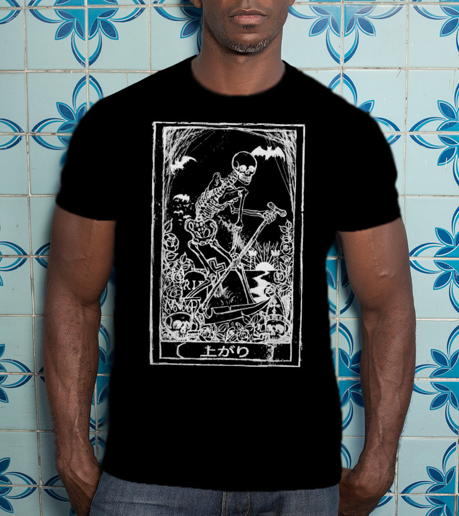 Death Tarot Skeleton Reaper Nu Goth Punk Japa Horror Bats Skulls T-Shirt
