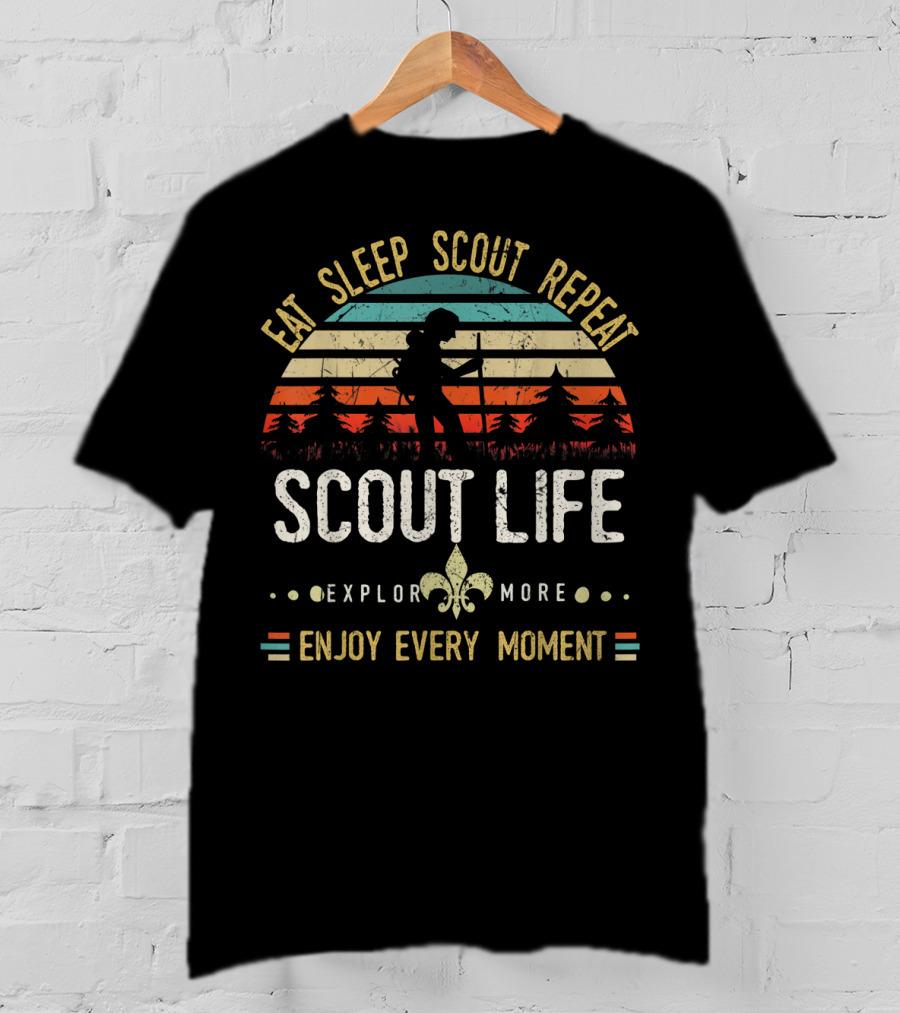 Eat Sleep Scout Repeat Scout Life Explore More Enjoy Every Moment Vintage Scouting T-Shirt
