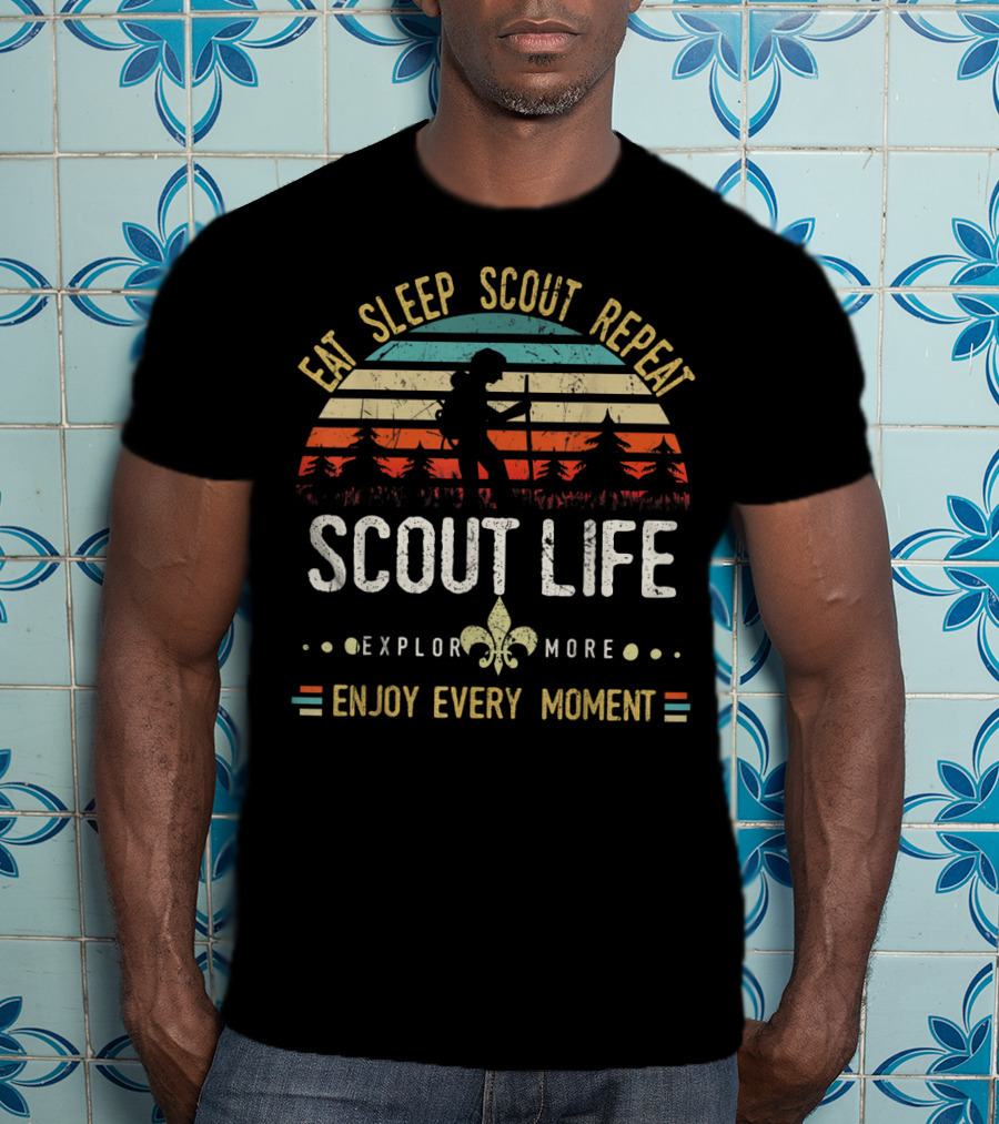 Eat Sleep Scout Repeat Scout Life Explore More Enjoy Every Moment Vintage Scouting T-Shirt