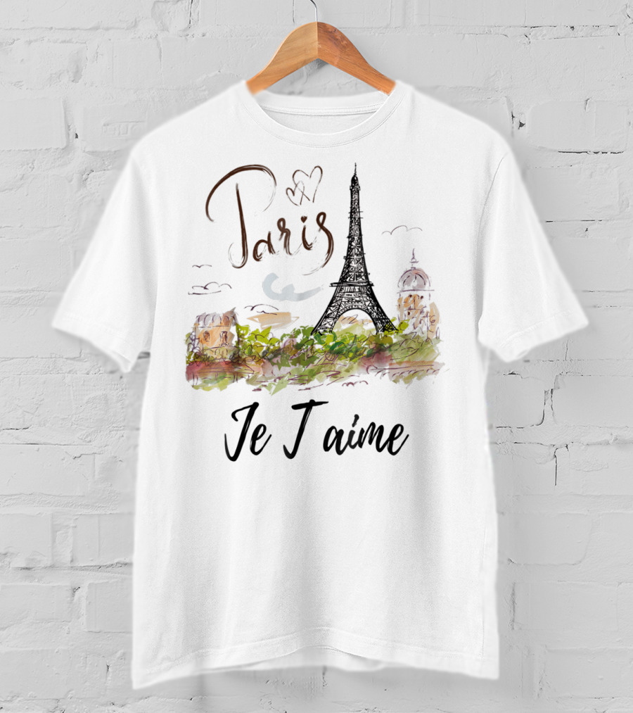 Paris Eiffel Tower Je T'aime Vintage Love Paris Fran T-Shirt