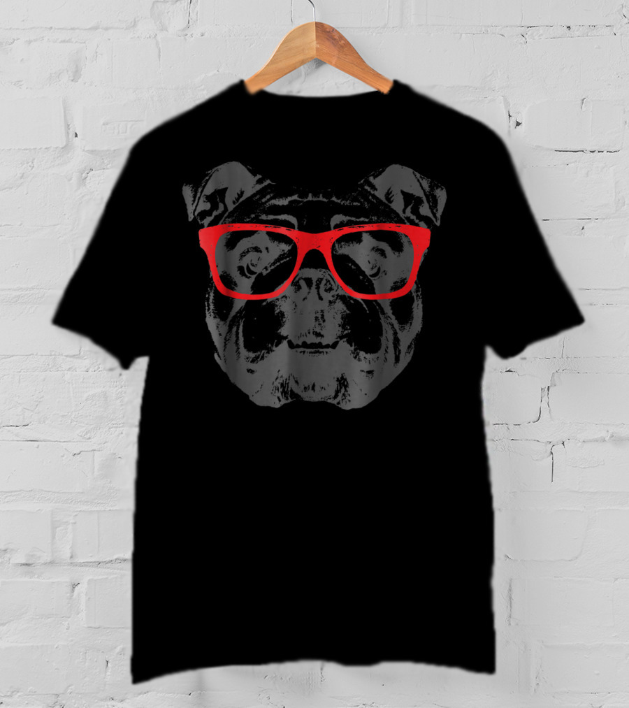English Bulldog Red Glasses Nice T-Shirt