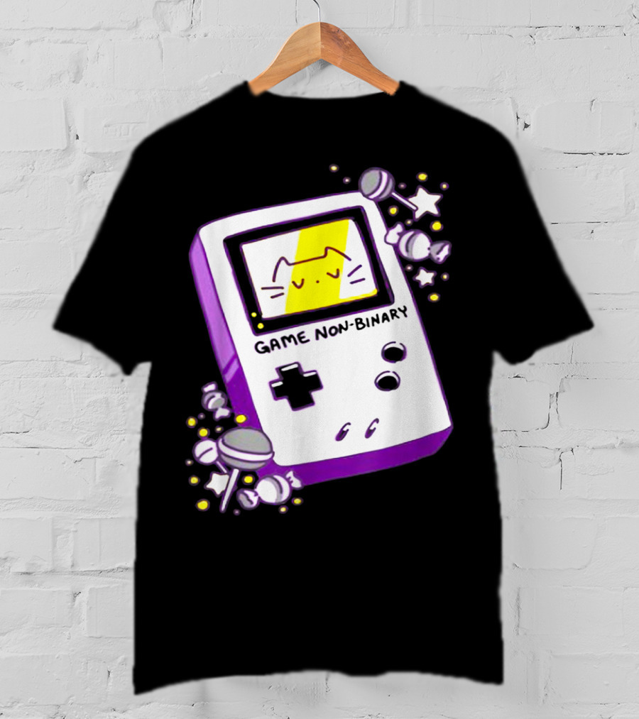 GAME NON BINARY Handheld Console With Cat And Stars T-Shirt