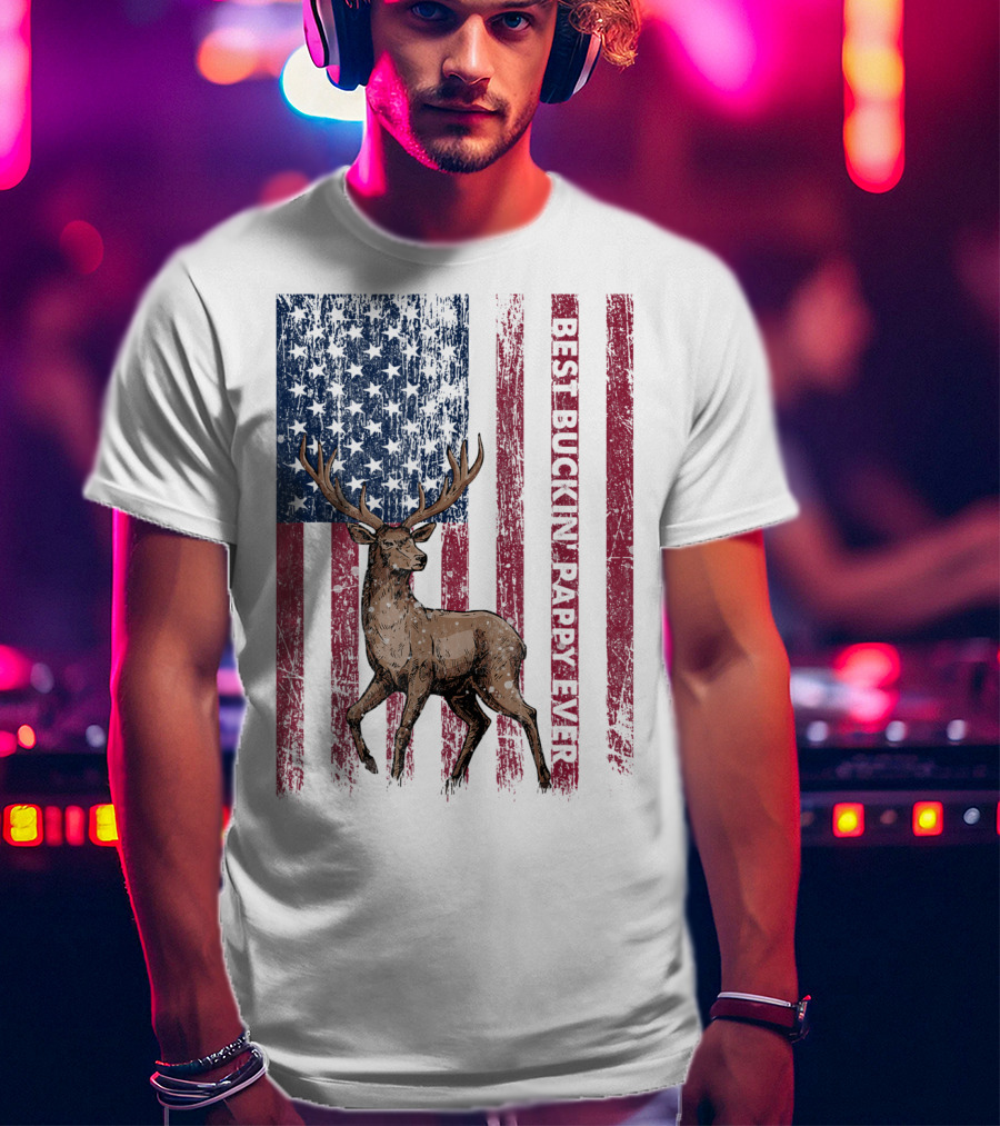 Best Buckin' Pappy Ever US Flag Deer Hunting T-Shirt