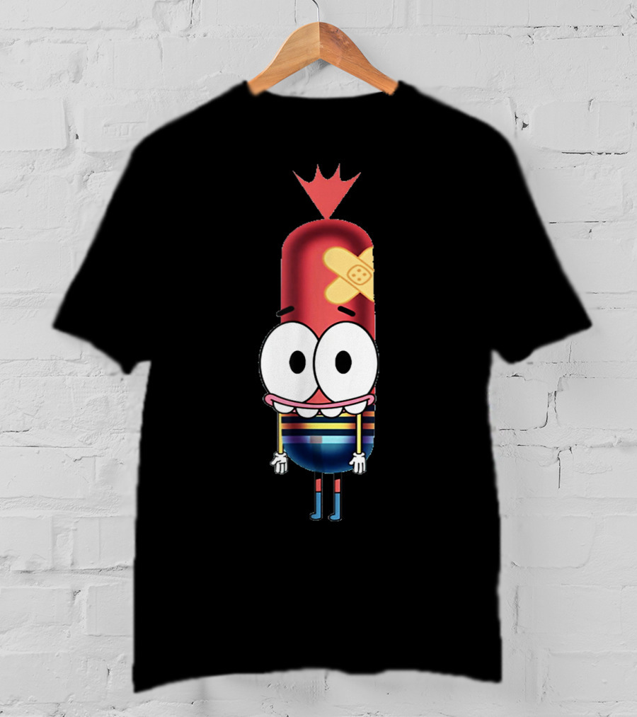Funny Silly Idea Pinky Hotdog Cartoon Character T-Shirt
