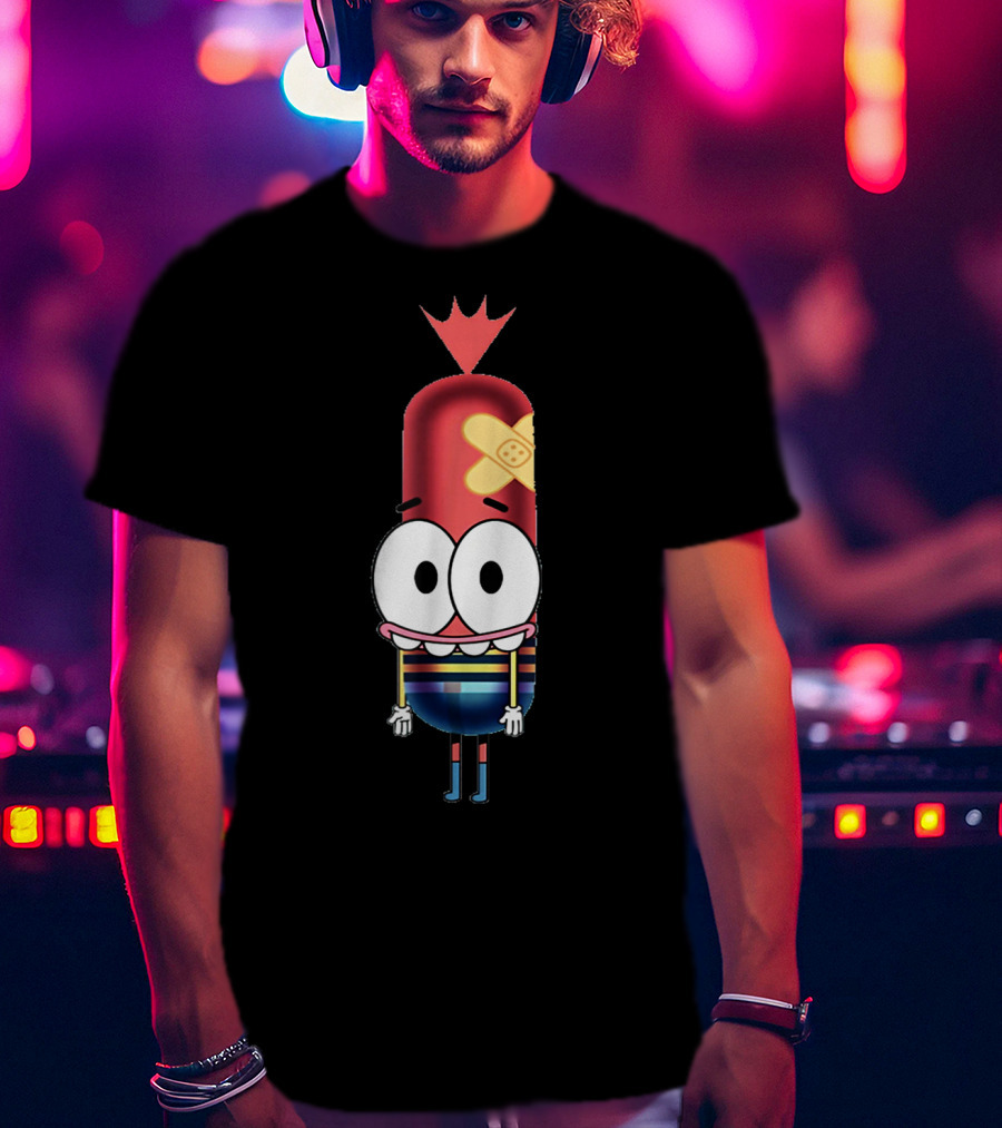 Funny Silly Idea Pinky Hotdog Cartoon Character T-Shirt