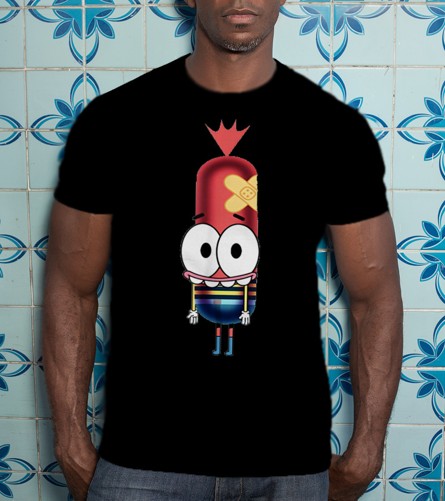 Funny Silly Idea Pinky Hotdog Cartoon Character T-Shirt