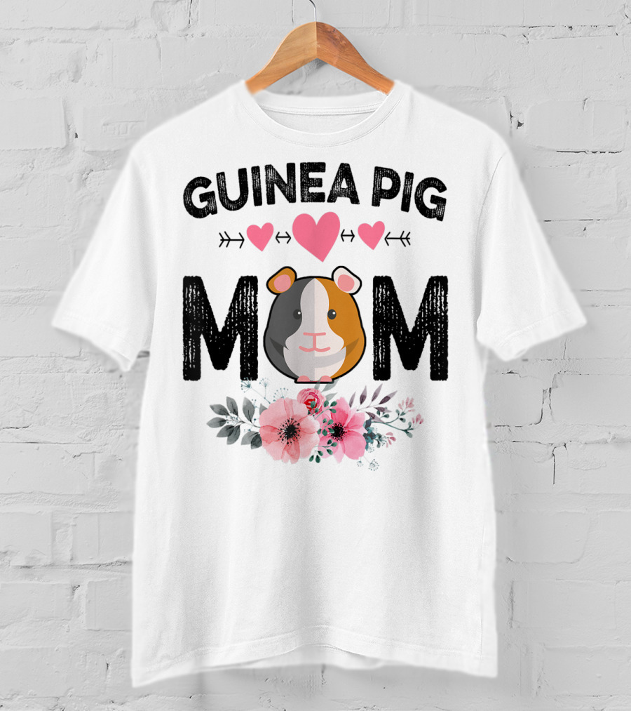 Guinea Pig Mom Heart And Flower T-Shirt