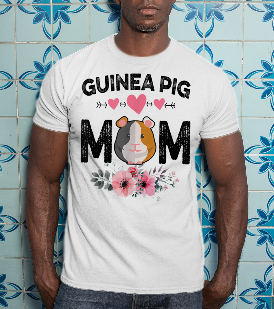 Guinea Pig Mom Heart And Flower T-Shirt
