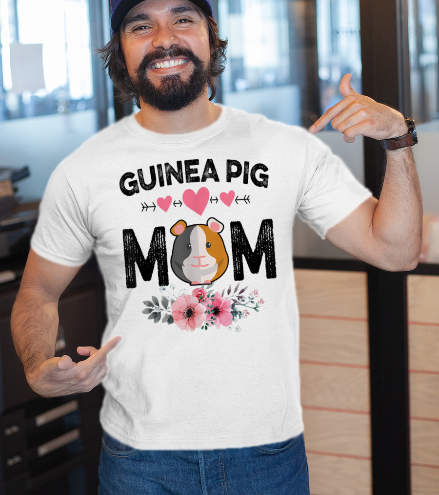 Guinea Pig Mom Heart And Flower T-Shirt