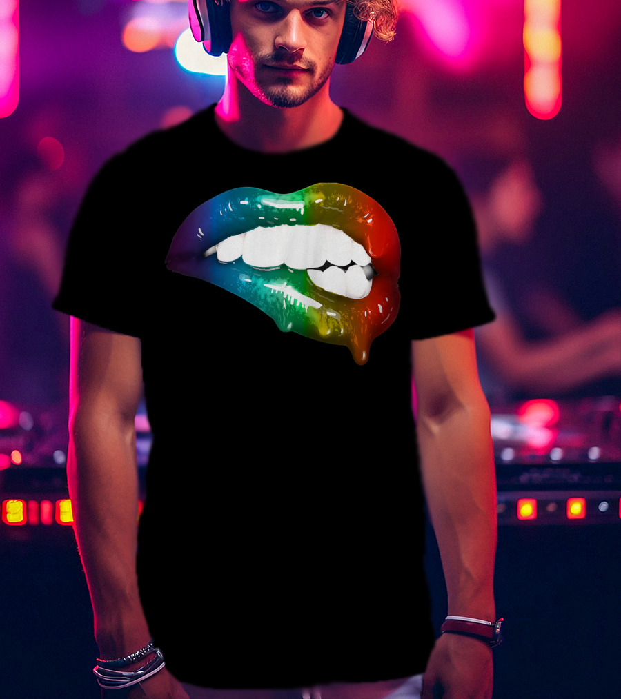 Rainbow Lips Cute Artful Makeup Addicts Lipstick Fashion Trends T-Shirt