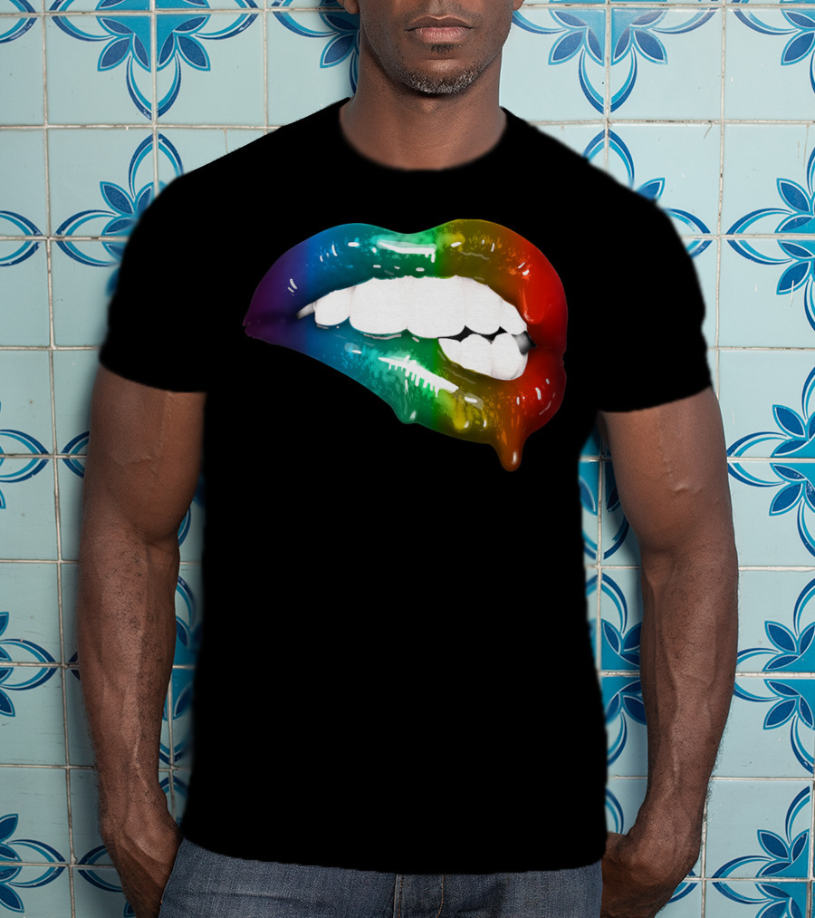 Rainbow Lips Cute Artful Makeup Addicts Lipstick Fashion Trends T-Shirt