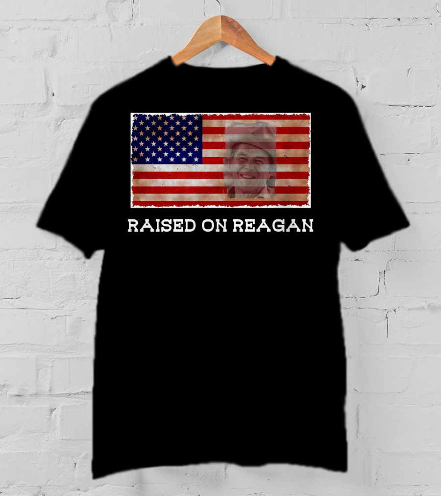 Raised On Reagan American Flag T-Shirt