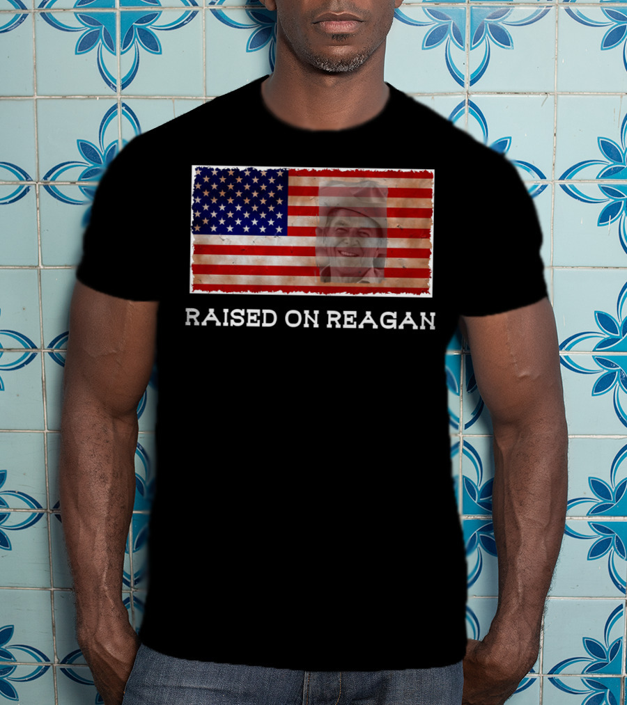 Raised On Reagan American Flag T-Shirt