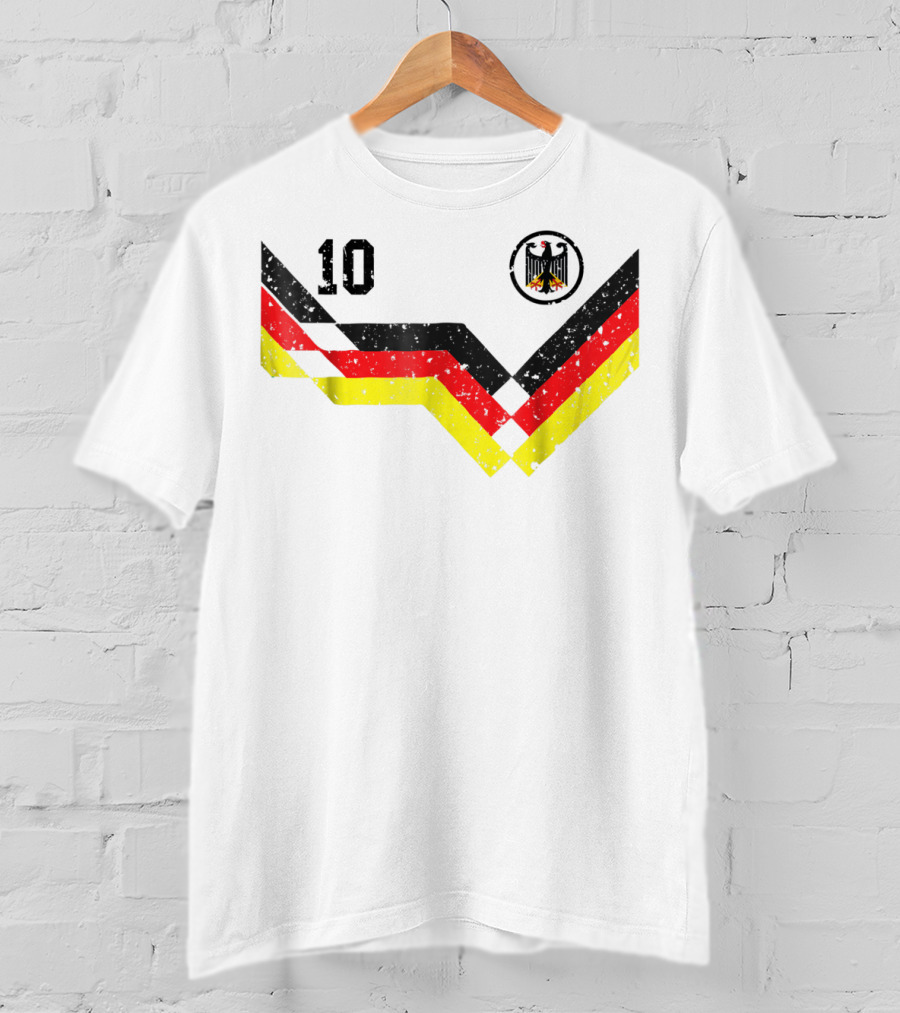Deutschland Retro Soccer Jersey Number 10 With German Eagle Emblem T-Shirt