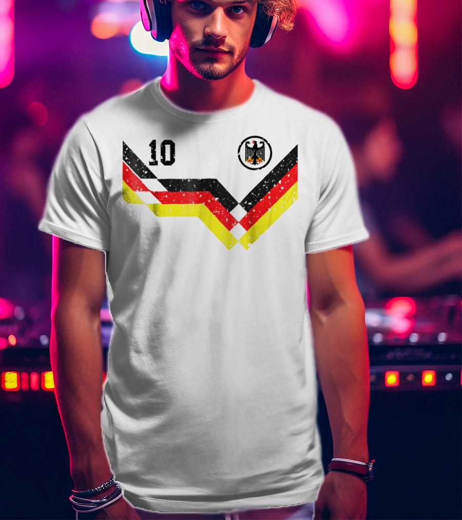 Deutschland Retro Soccer Jersey Number 10 With German Eagle Emblem T-Shirt