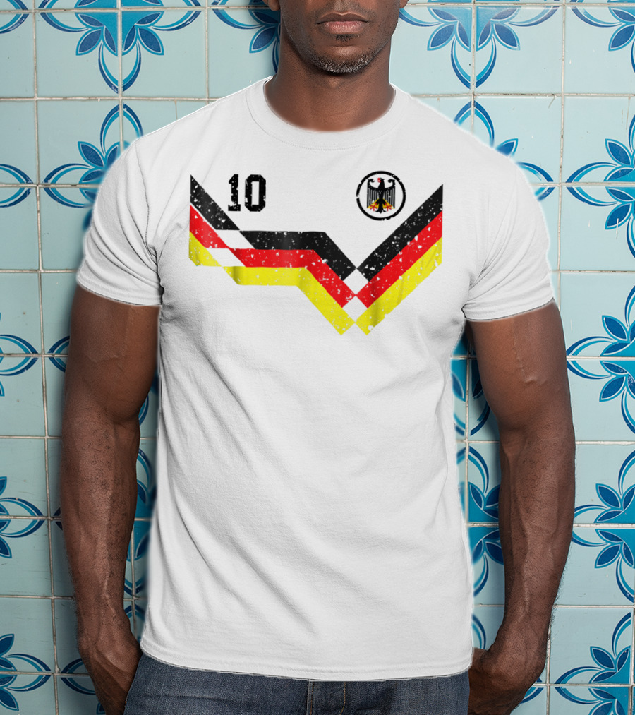 Deutschland Retro Soccer Jersey Number 10 With German Eagle Emblem T-Shirt