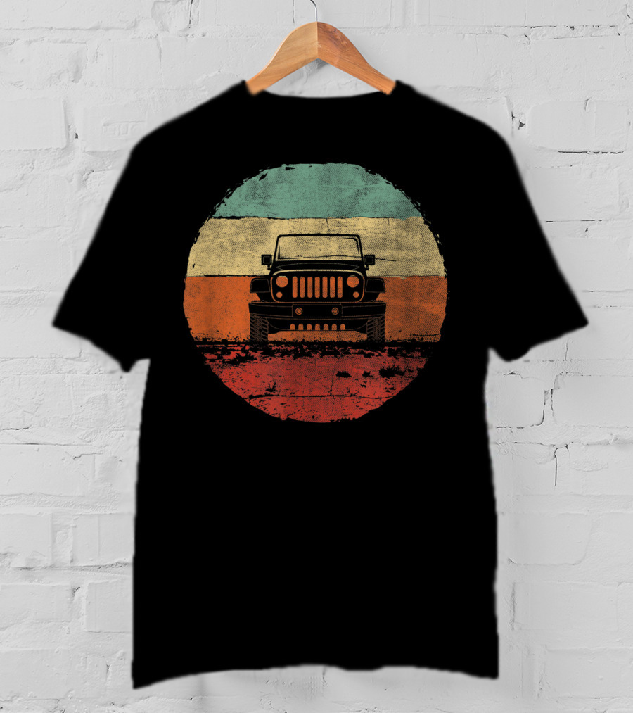 Retro Vintage Jeeps Off Road Adventure Classic Stripes Iconic 4x4 Vehicle T-Shirt