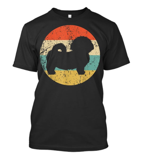 Vintage Shih Tzu Dog Silhouette Retro Stripes T-Shirt