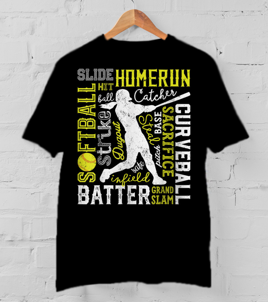 Softball Batter Pitch Homerun Curveball Slide Catcher Strike Grand Slam T-Shirt