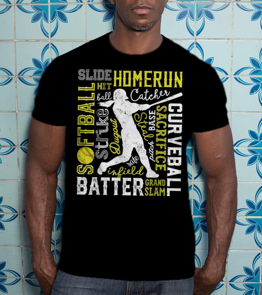 Softball Batter Pitch Homerun Curveball Slide Catcher Strike Grand Slam T-Shirt