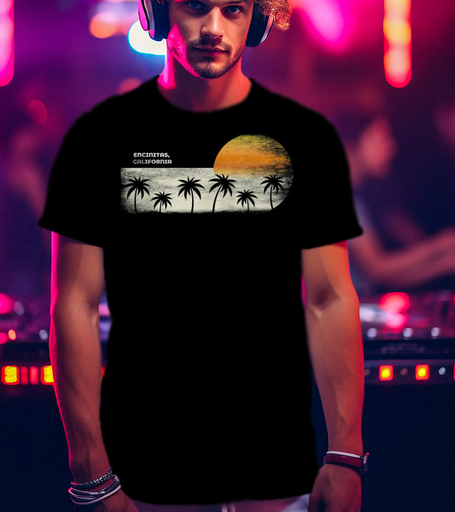 Encinitas California Ocean Sunset With Palm Trees T-Shirt