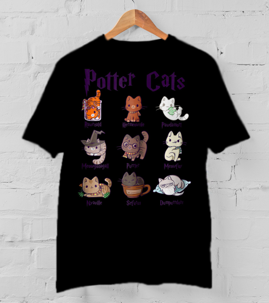 Potter Cats Resnwold Hermiawnie Puurfin Purrdamentor Minervagcatl Severine Dumblepurr Kitten T-Shirt