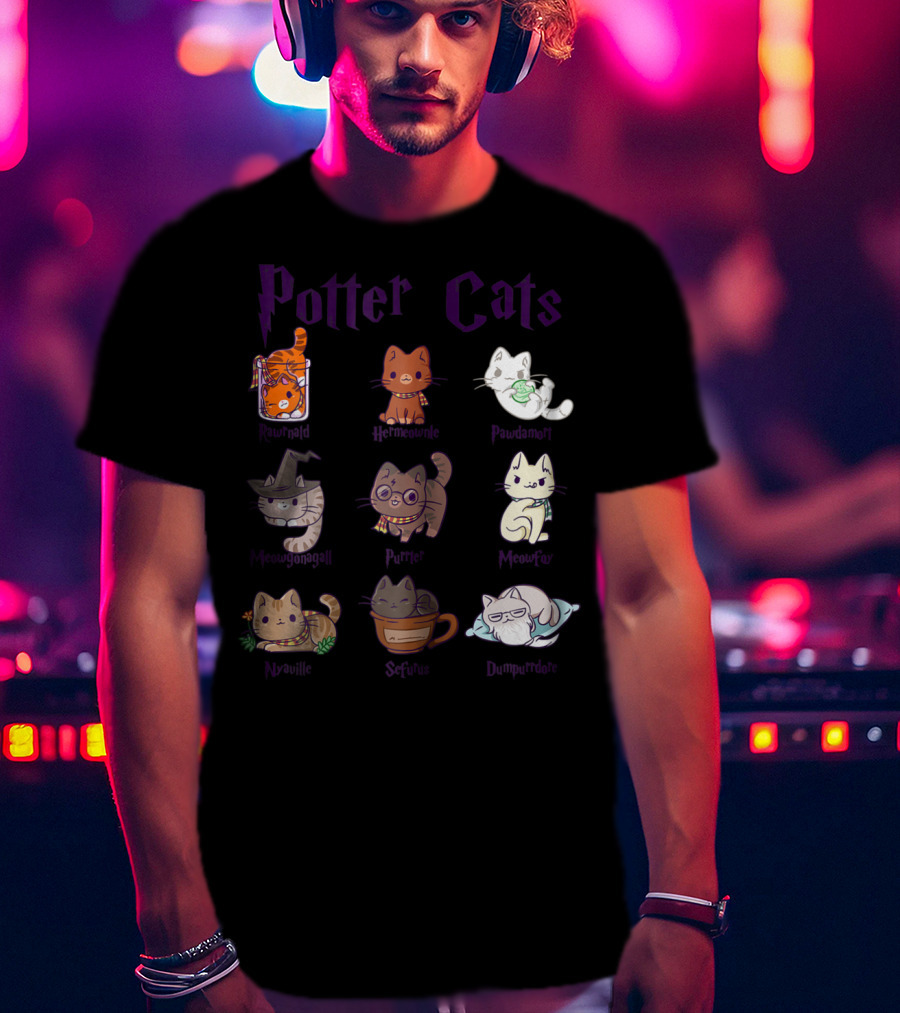 Potter Cats Resnwold Hermiawnie Puurfin Purrdamentor Minervagcatl Severine Dumblepurr Kitten T-Shirt