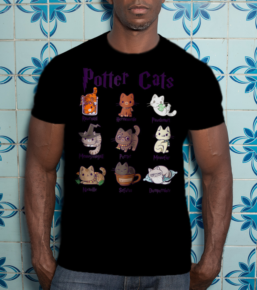 Potter Cats Resnwold Hermiawnie Puurfin Purrdamentor Minervagcatl Severine Dumblepurr Kitten T-Shirt