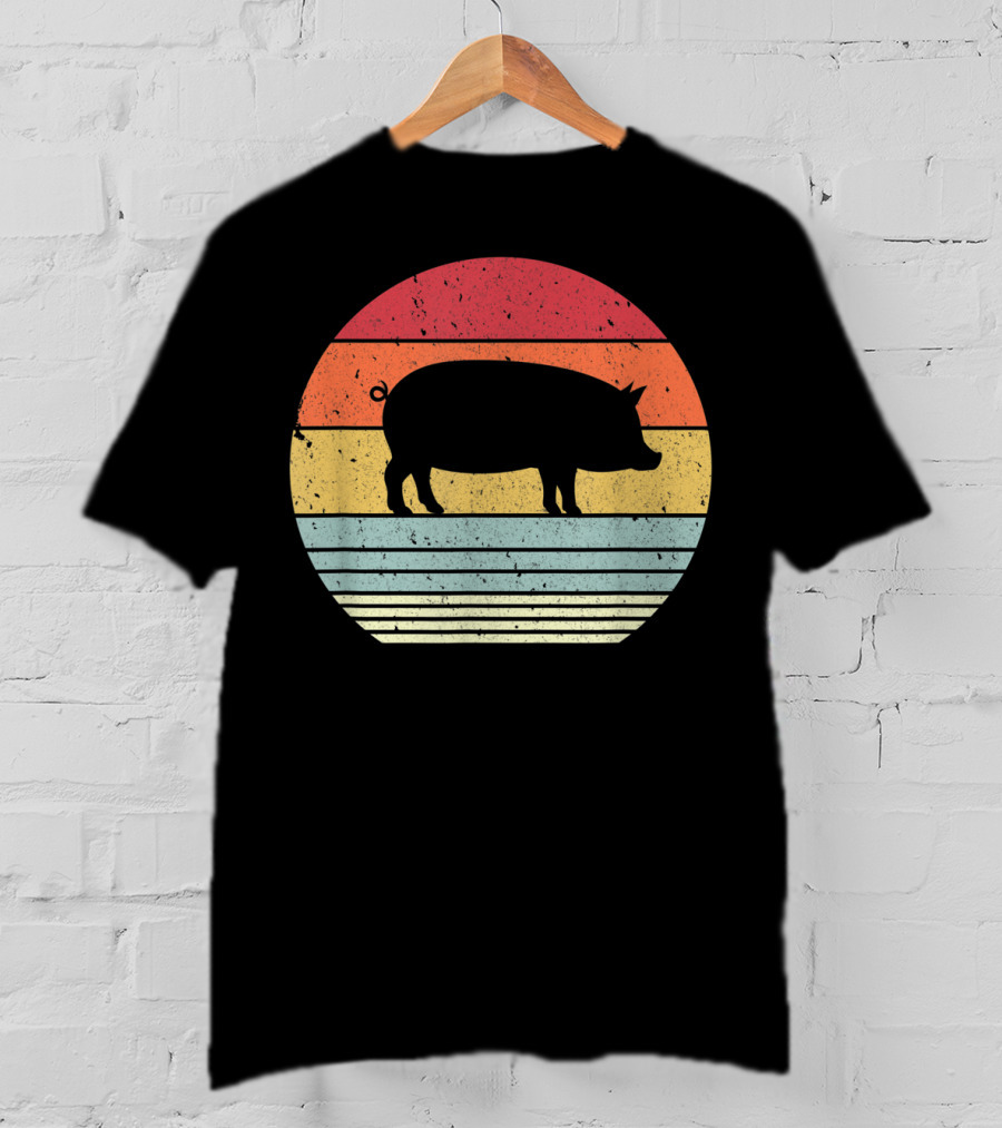 Vintage Retro Pig Style Sunset T-Shirt