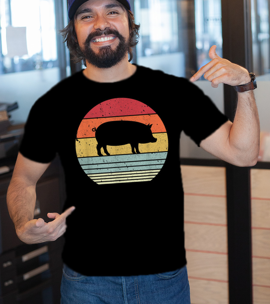 Vintage Retro Pig Style Sunset T-Shirt