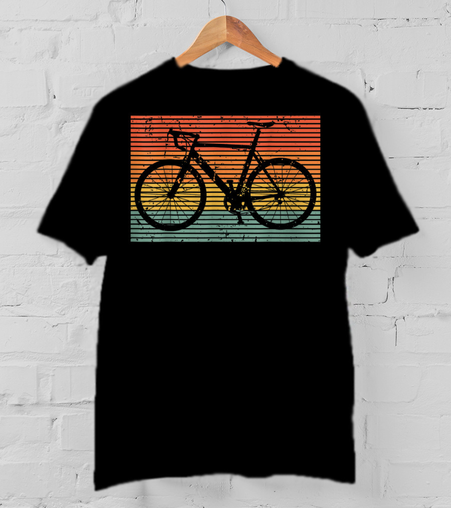 Racing Bicycle Road Bike Racer Uniqu Vintage Sunset Stripe T-Shirt