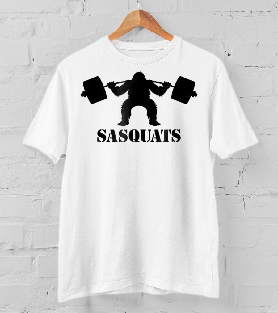 Sasquats Sasquatch Bigfoot Doing Squats With Weights T-Shirt