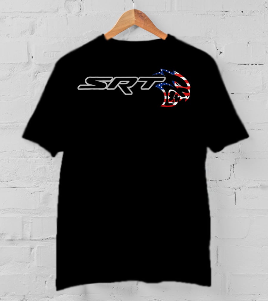 SRT Hellcat Dodge American Flag Silver US T-Shirt