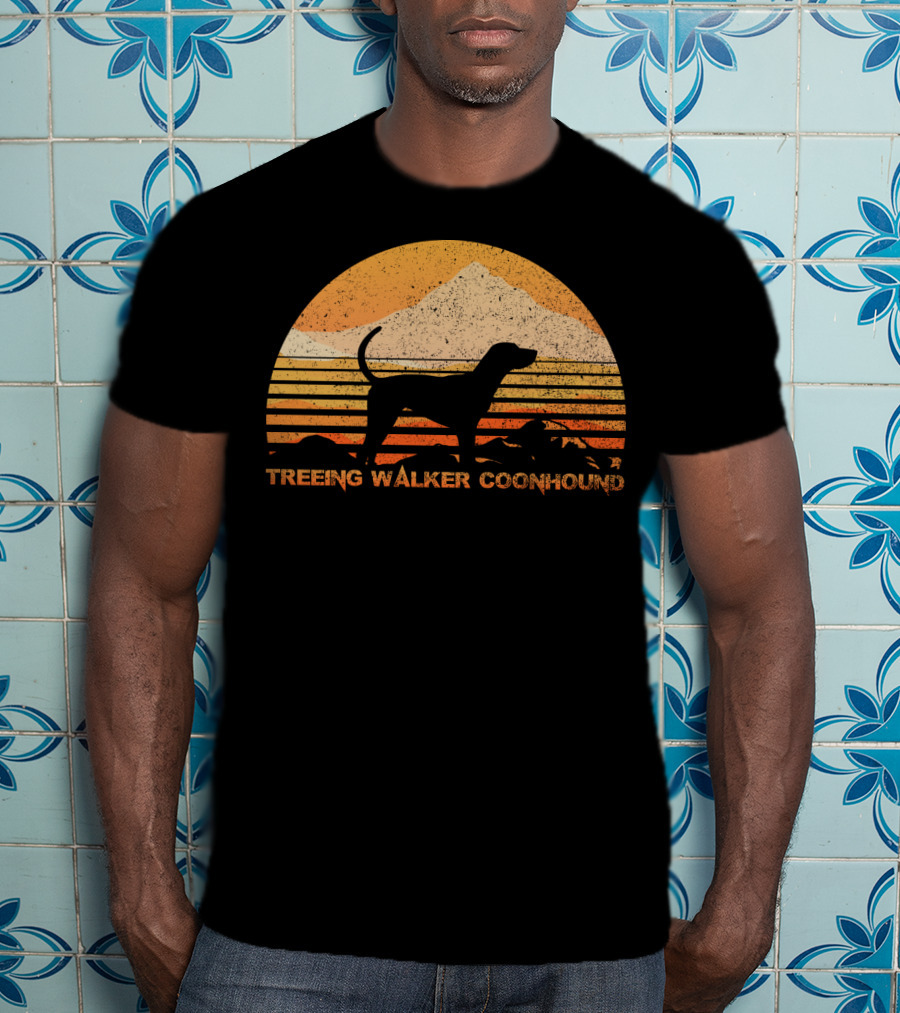 TREEING WALKER COONHOUND Retro Sunset T-Shirt