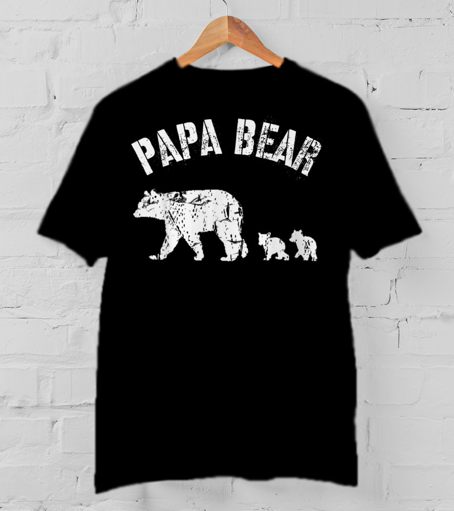 Vintage Papa Bear With Two Cubs Father's Day T-Shirt