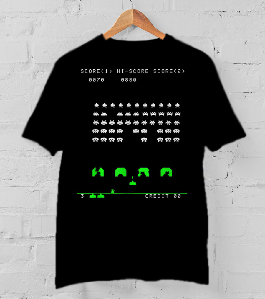 Cool Space Nerd Invaders Score Screen Gaming Retro Classic T-Shirt
